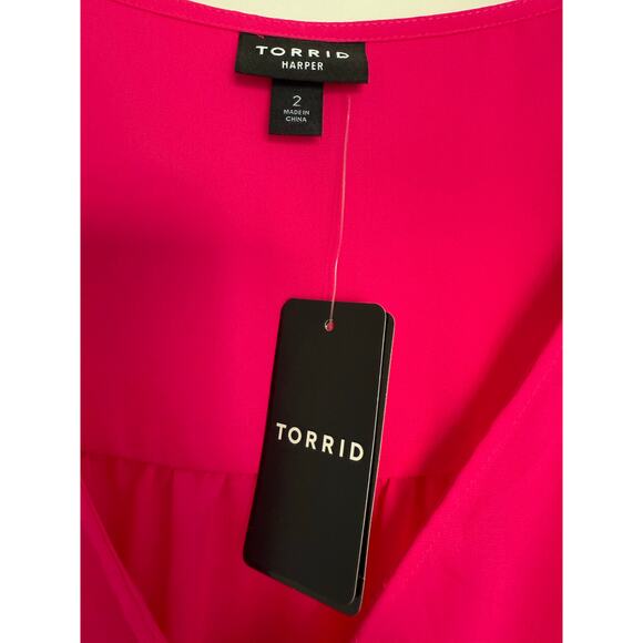 NWT Torrid 2X Hook & Eye Blouse Pink Blouse Flowy Business Casual Feminine Fairy - Picture 2 of 12